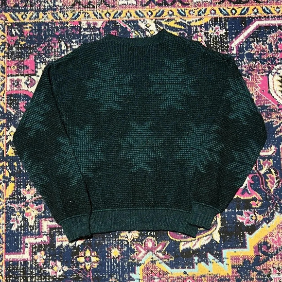 Vintage Jantzen Sweater Men's Large Green Crewneck‎ Pullover 90s USA Made 1990s - Picture 2 of 2